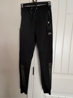 Kids Black Jogger Sweatpants with Reflective Stripe Accents